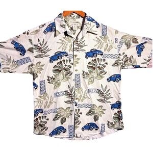 Vintage Summa Silk Hawaiian VW Beetle Shirt Men's M Tropical Classic Cars